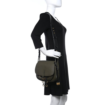 Prada Saffiano Cuir Calf Corsaire Bag Militare Black 2 of 8