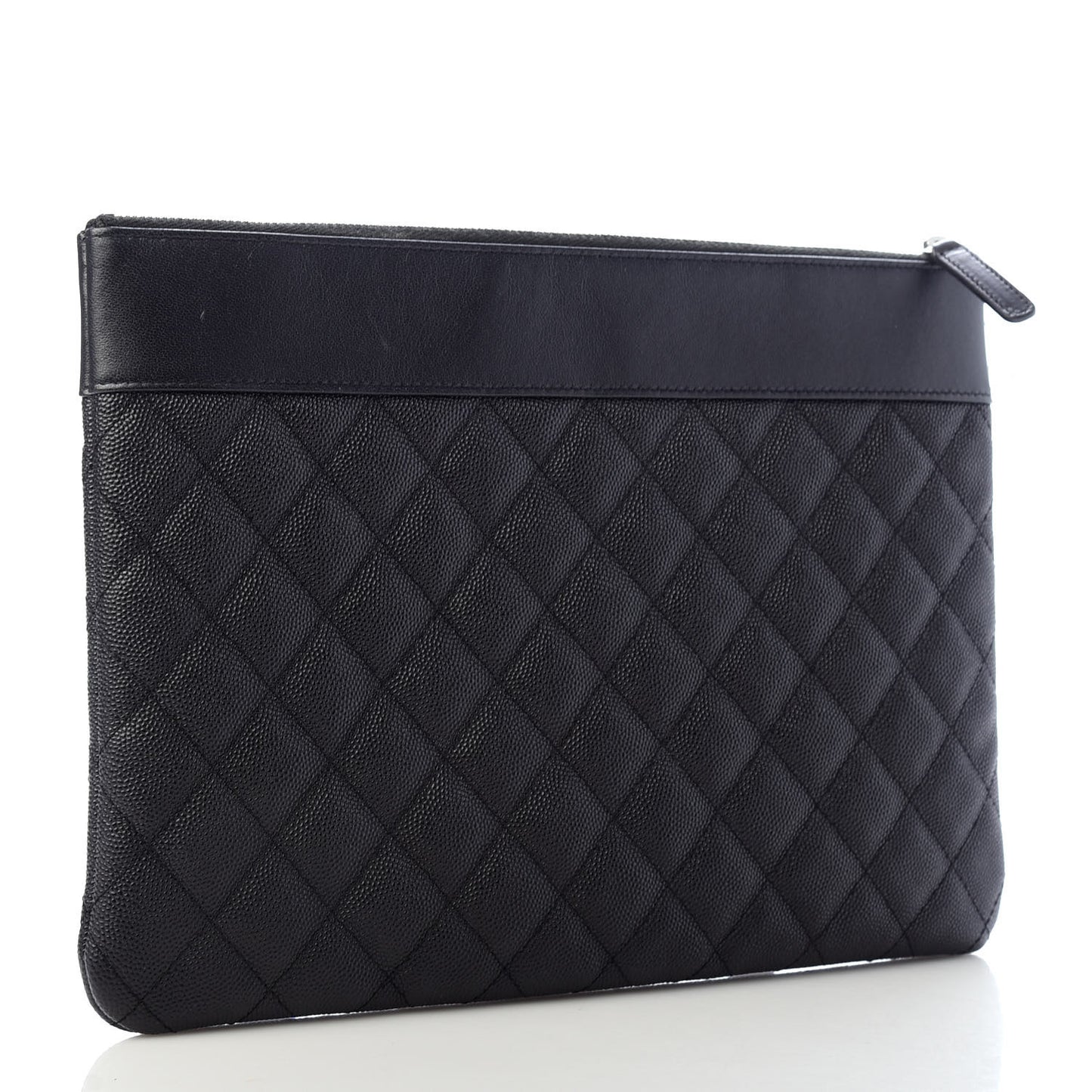 Caviar Quilted Mademoiselle Vintage Large Zip Pouch Black