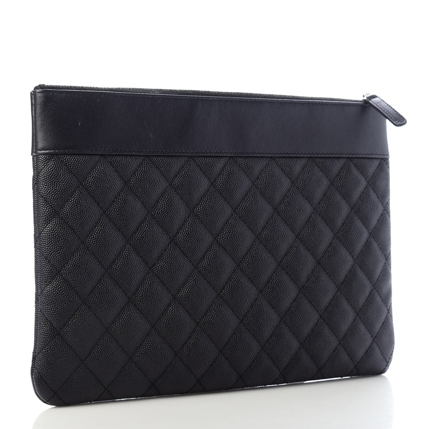 Chanel Caviar Quilted Mademoiselle Vintage Large Zip Pouch Black 3 of 7