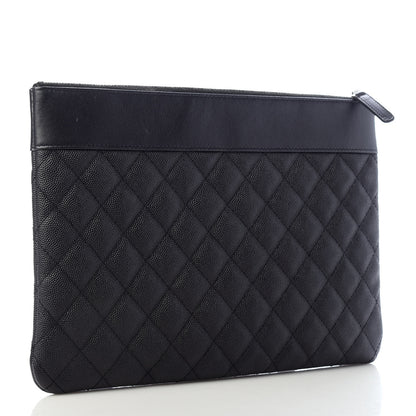 Chanel Caviar Quilted Mademoiselle Vintage Large Zip Pouch Black 3 of 7