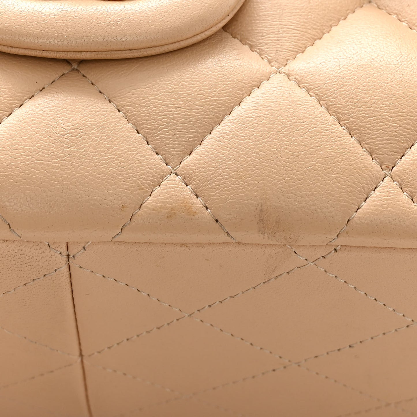 Lambskin Quilted Jumbo Double Flap Beige