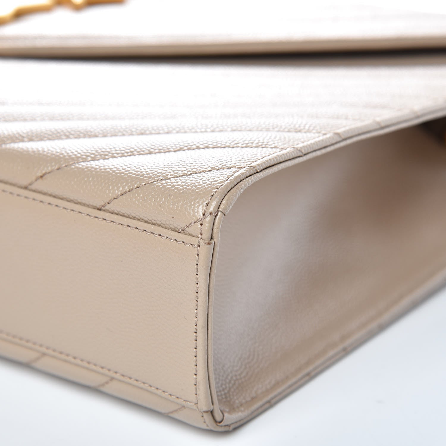 Saint Laurent Grain De Poudre Matelasse Chevron Large Monogram Satchel Dark Beige 9 of 14