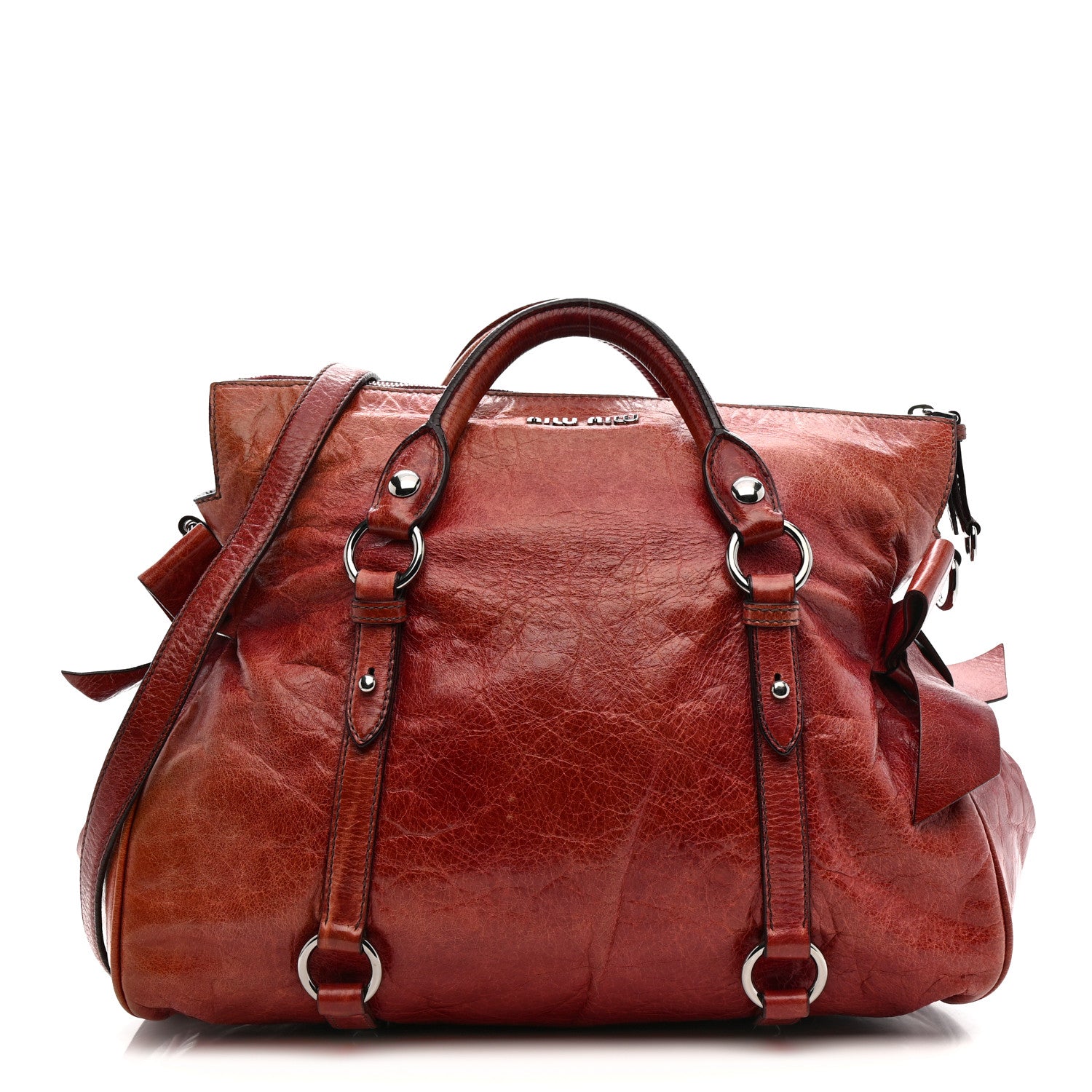 Miu Miu Vitello Lux Medium Bow Bag Amarena 1832231 – FASHIONPHILE