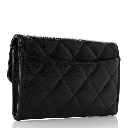 Chanel Caviar Quilted Flap Card Holder Wallet Black 3 of 9