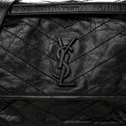 Saint Laurent Crinkled Calfskin Matelasse Monogram Medium Niki Chain Satchel Black 8 of 11