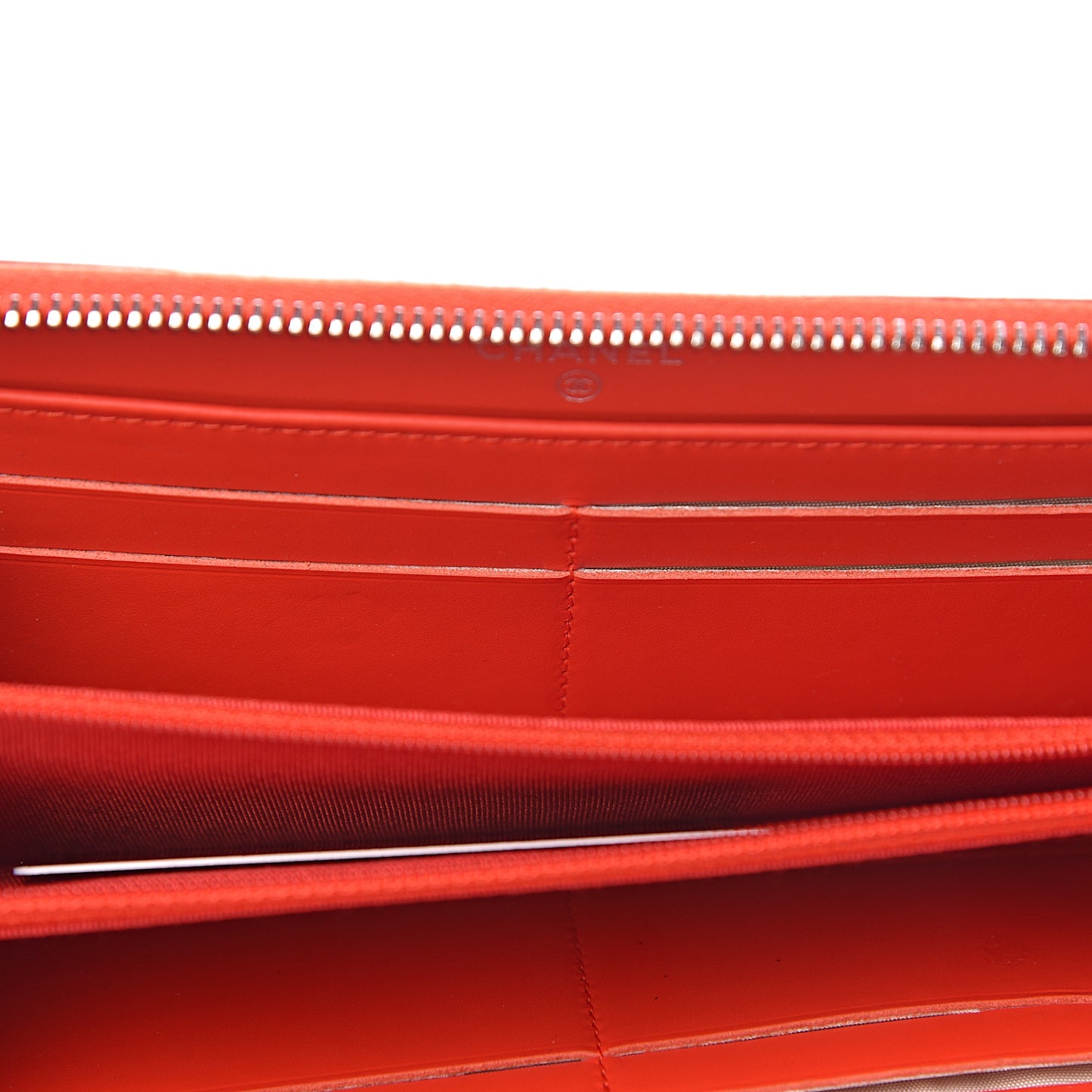 Patent Calfskin Striped Large Gusset Zip Around Wallet Red