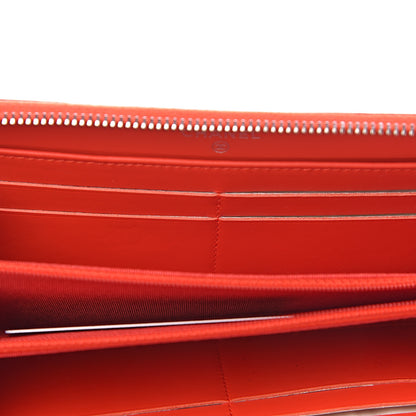 Chanel Patent Calfskin Striped Large Gusset Zip Around Wallet Red 9 of 10