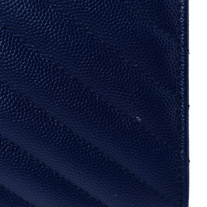 Saint Laurent Grain De Poudre Matelasse Chevron Large Monogram Satchel Blue 14 of 18