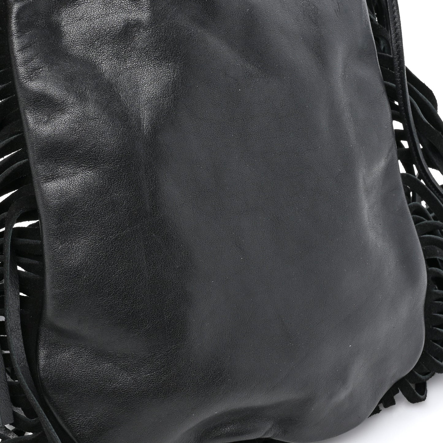 Calfskin Fringe Small Studded Anita Crossbody Bag Black