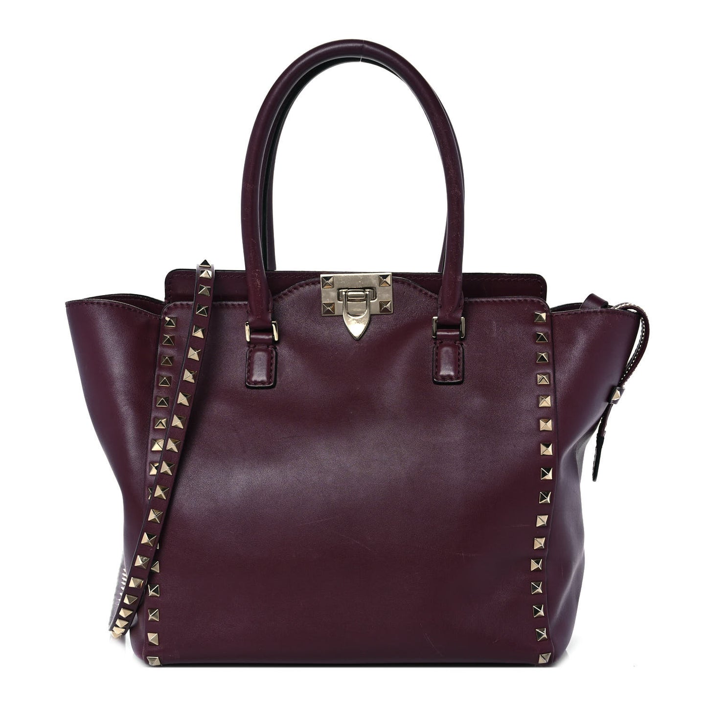 Vitello Rockstud Double Handle Tote Rubin
