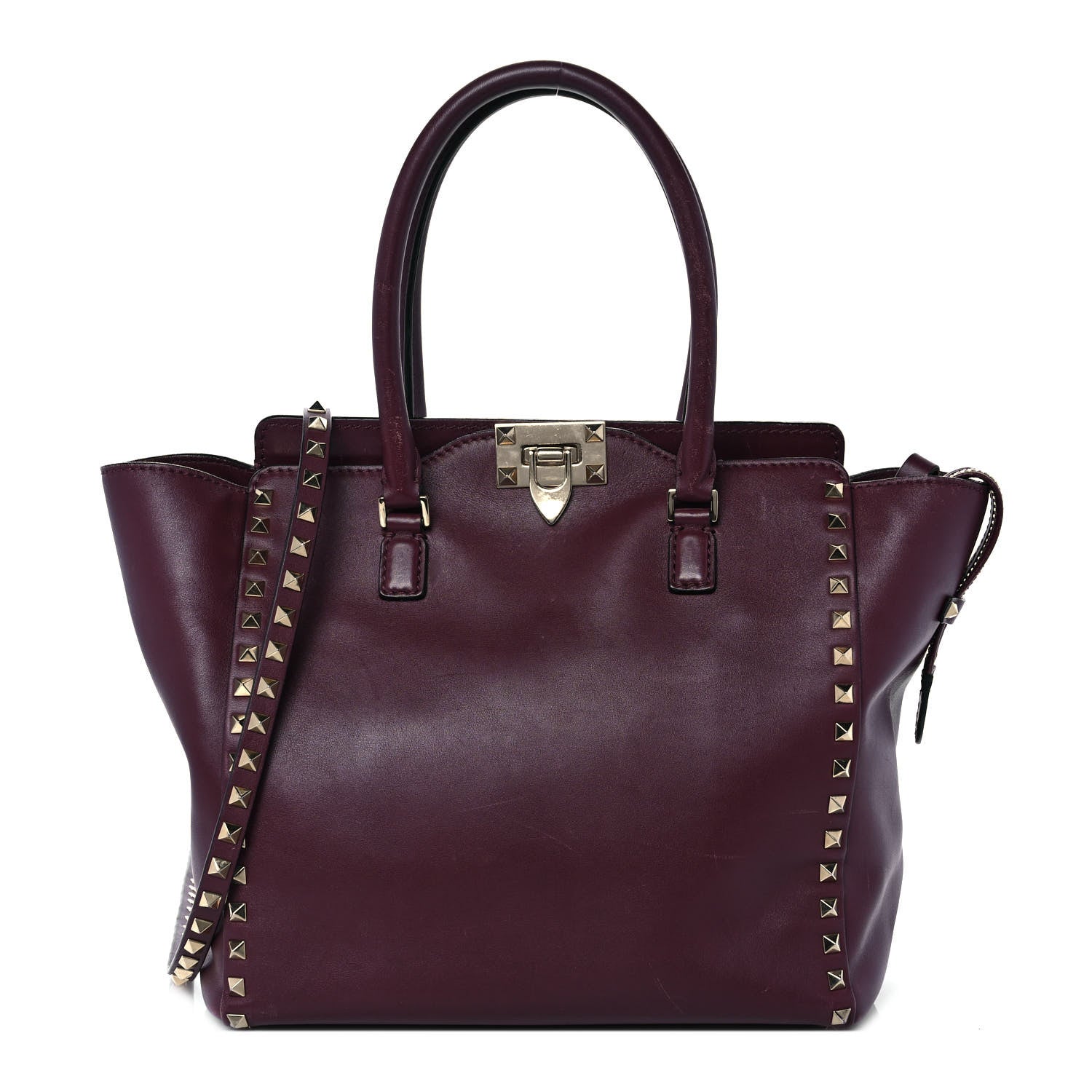 Valentino Garavani Vitello Rockstud Double Handle Tote Rubin 1 of 10
