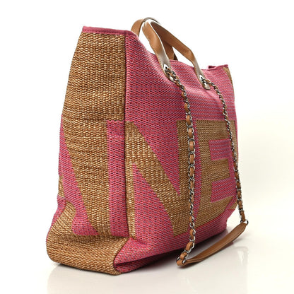 Chanel Mixed Fibers Large Shopping Bag Pink Beige 3 of 10