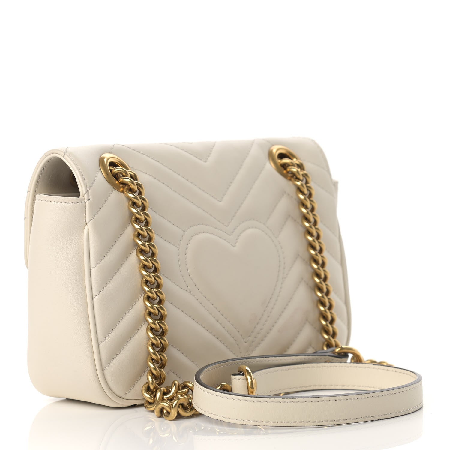 Gucci Calfskin Matelasse Mini GG Marmont Shoulder Bag White 3 of 12