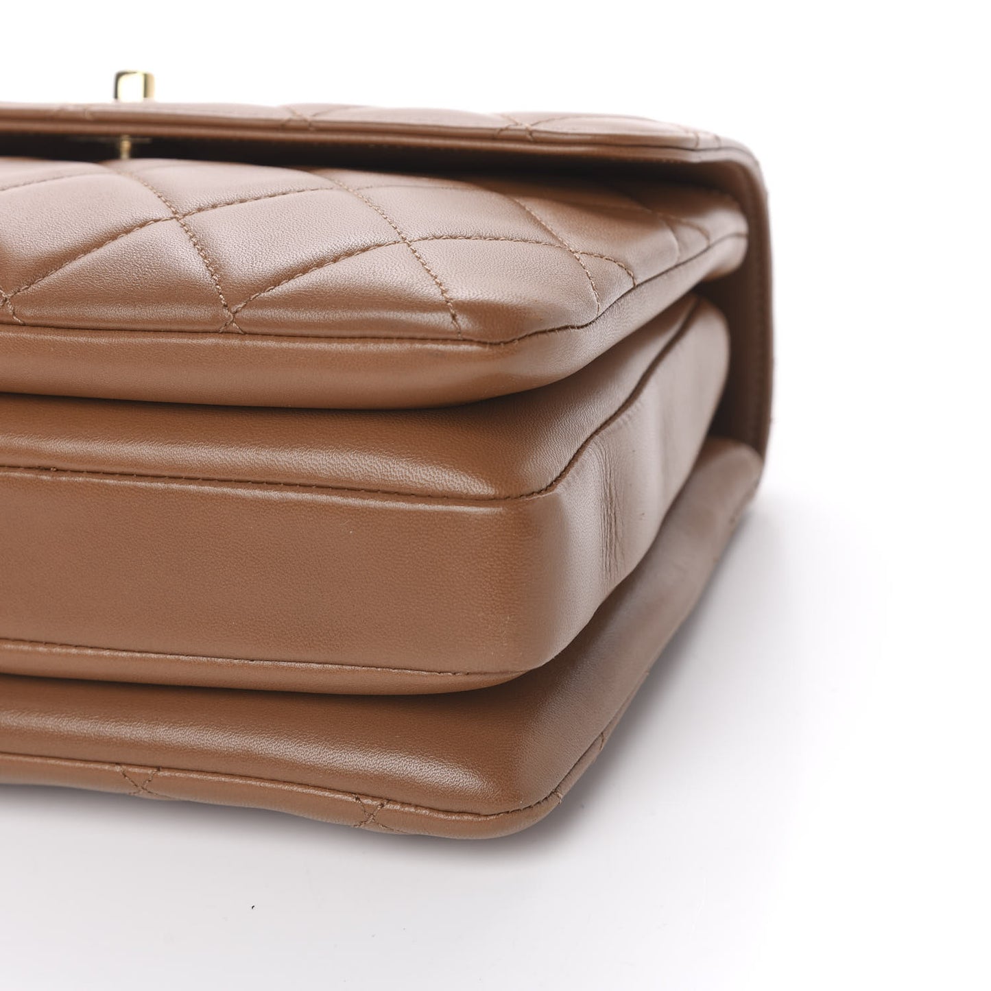 Lambskin Quilted Small Trendy CC Flap Dual Handle Bag Camel