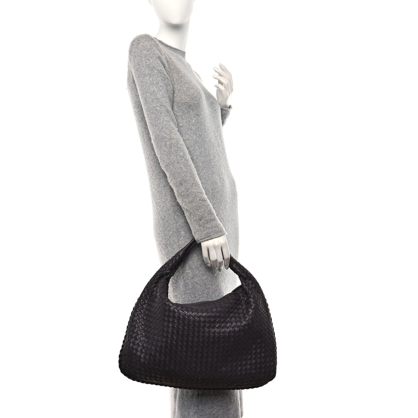 Nappa Intrecciato Large Veneta Hobo Ebano
