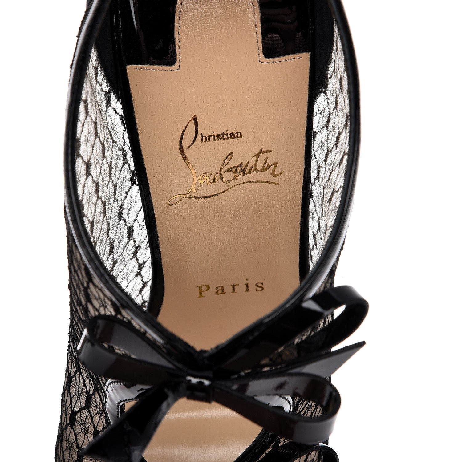 Christian Louboutin Patent Fishnet Lace Empiralta 120 Sandals 39.5 Black 7 of 8