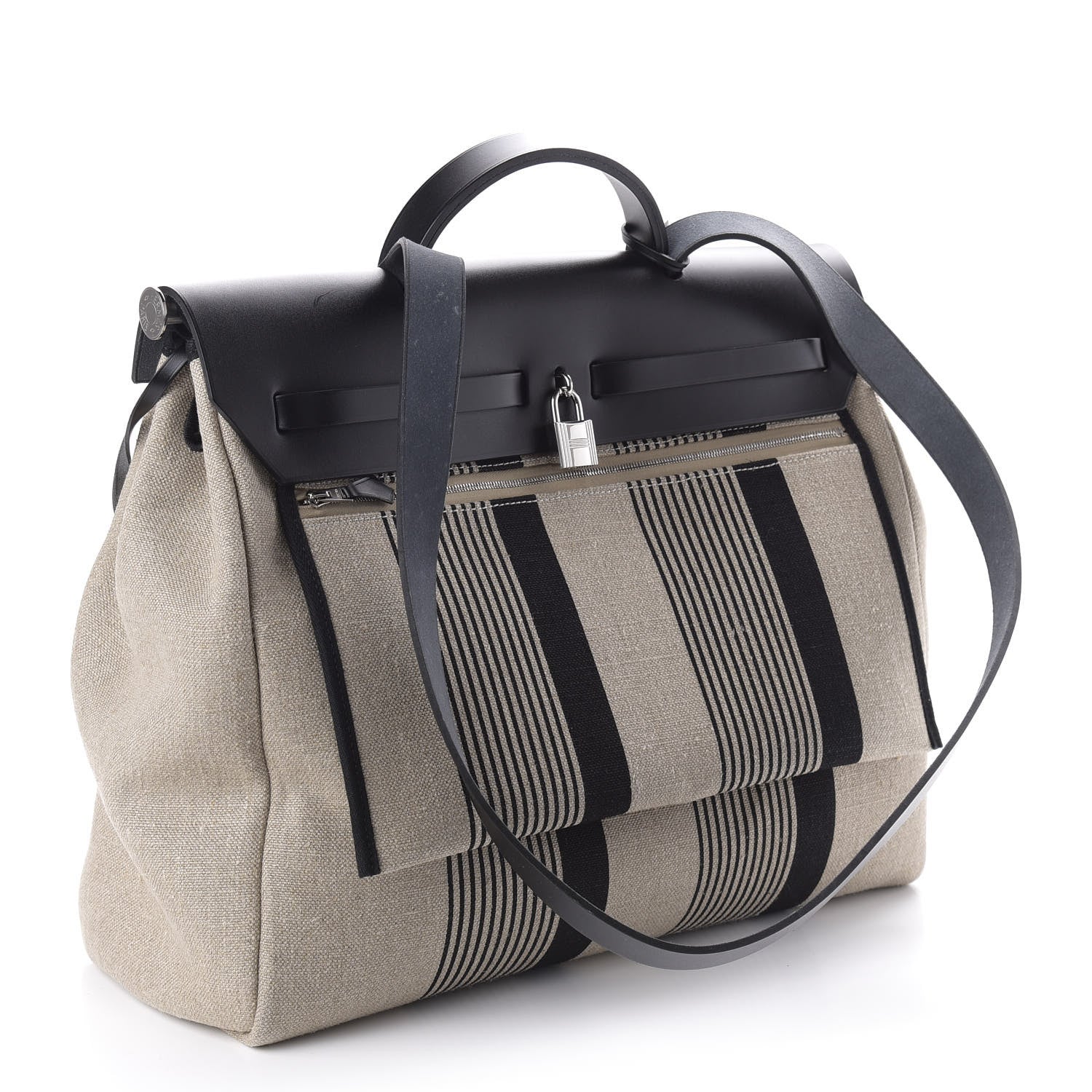 Hermes Vache Hunter Toile H Vibration Herbag Zip 39 MM Ecru Black White 3 of 10