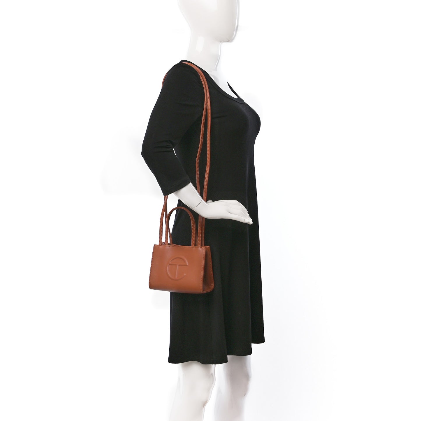 Vegan Leather Small Shopping Bag Tan