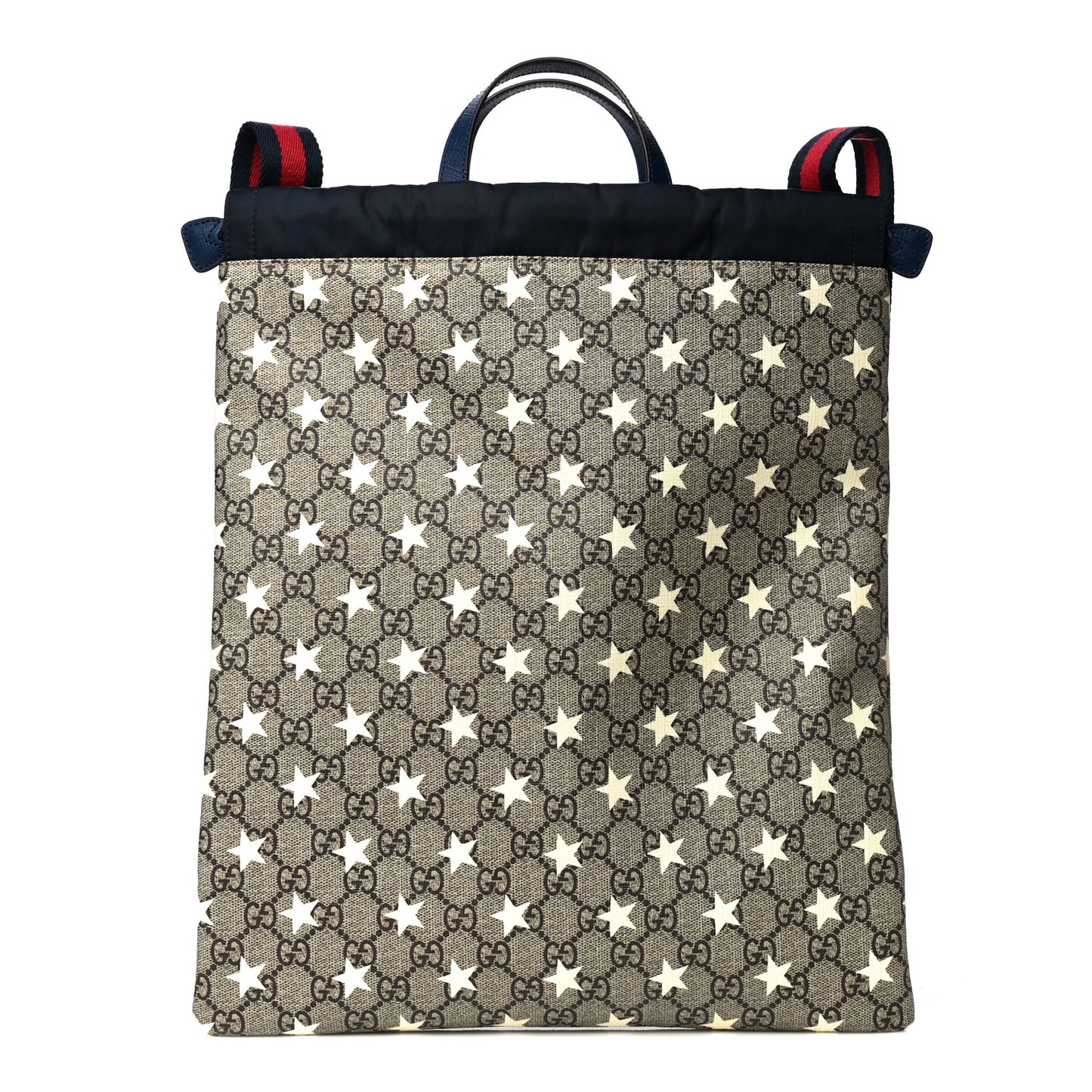 Soft GG Supreme Monogram Stars Childrens Drawstring Backpack Beige Ebony Yellow Royal