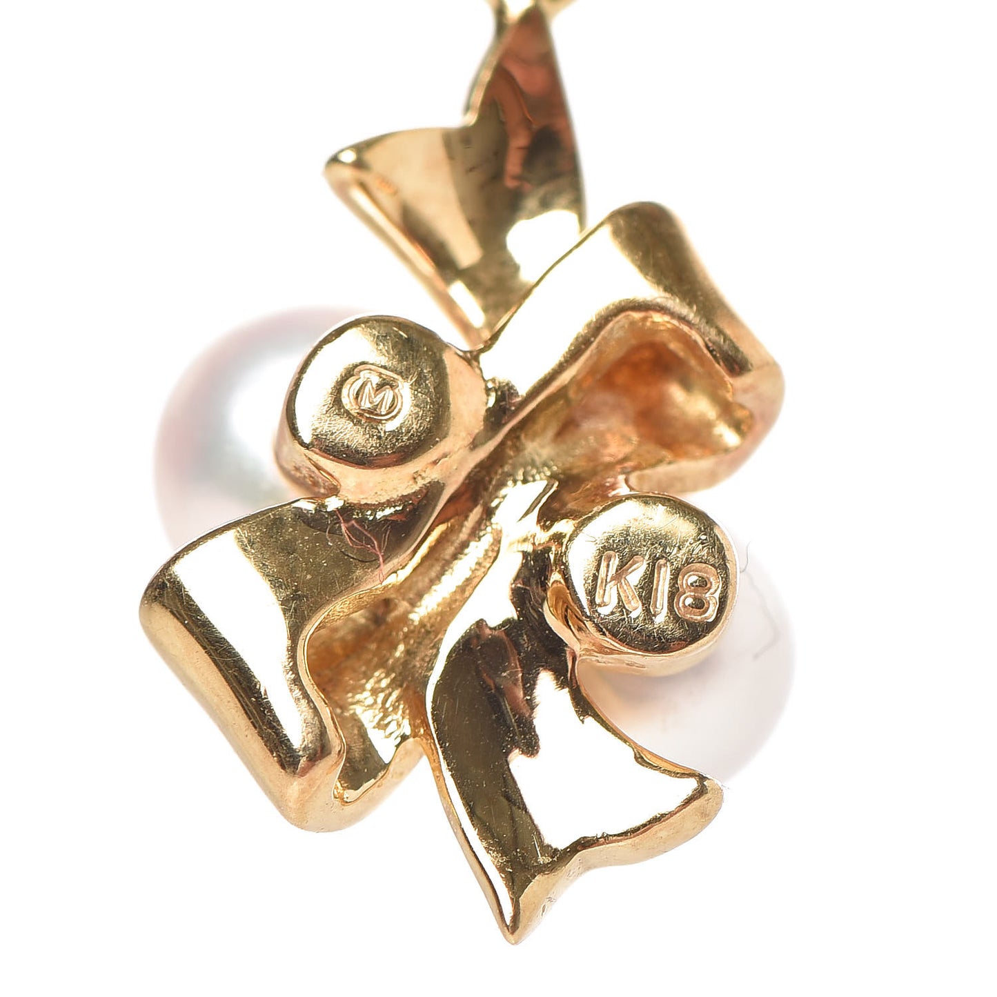 18K Yellow Gold Akoya Pearl Bow Pendant