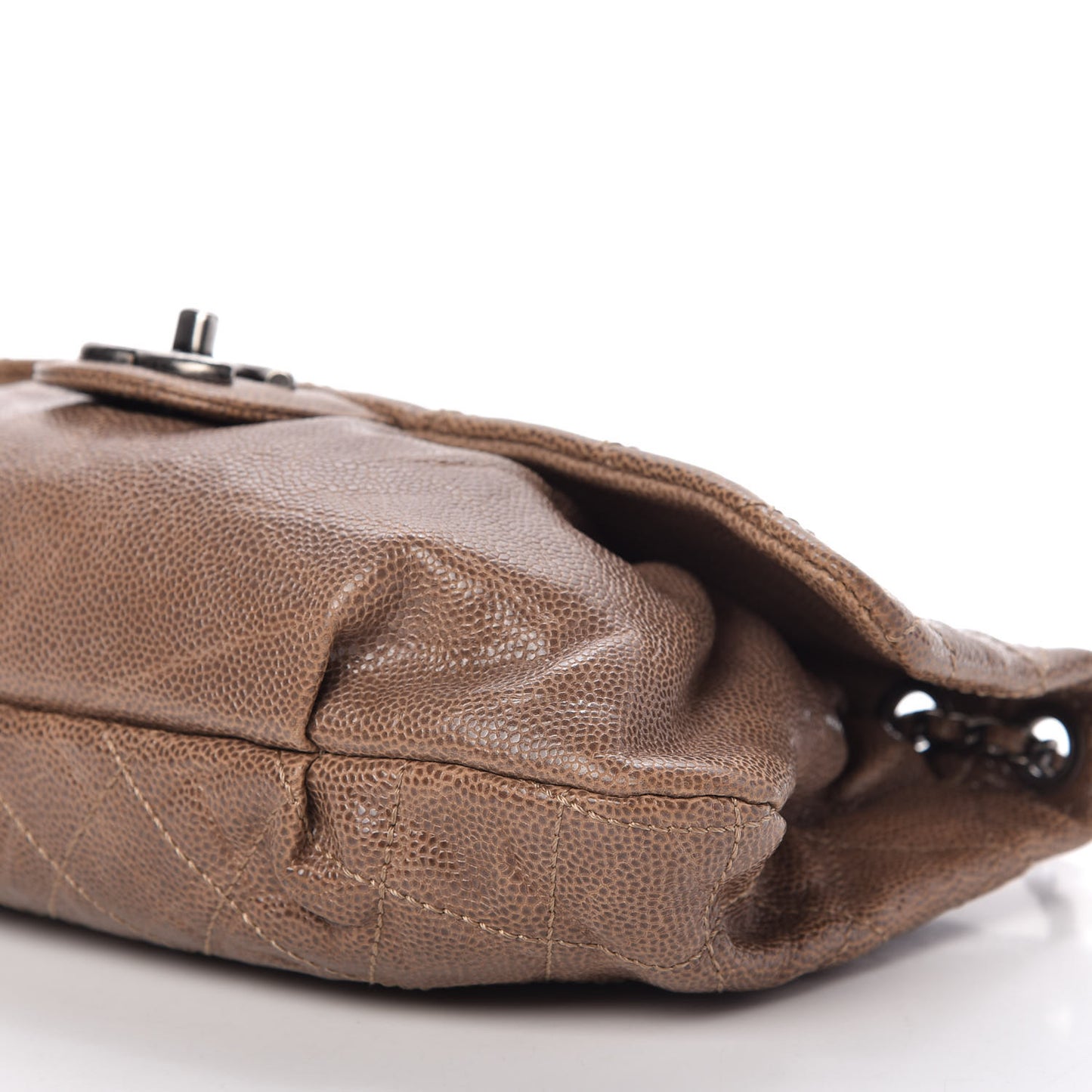 Caviar Quilted Medium Elastic Flap Brown