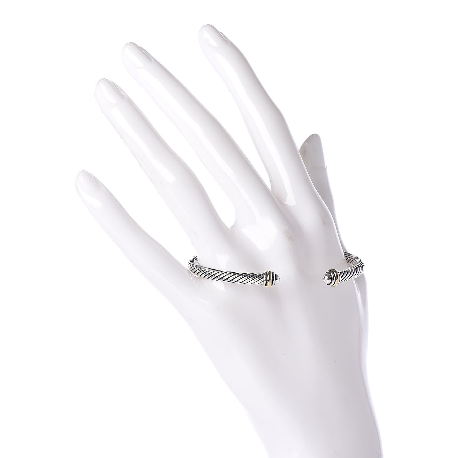 David Yurman Sterling Silver 18K Yellow Gold 4mm Cable Classics Bracelet 2 of 4