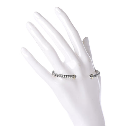 David Yurman Sterling Silver 18K Yellow Gold 4mm Cable Classics Bracelet 2 of 4