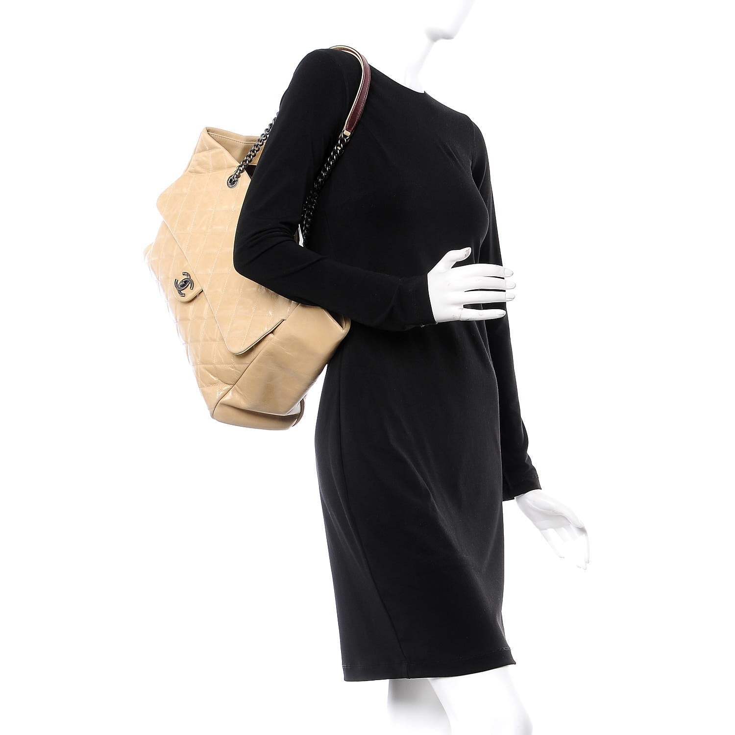 Chanel Calfskin Quilted Large Front Flap Tote Beige 2 of 11