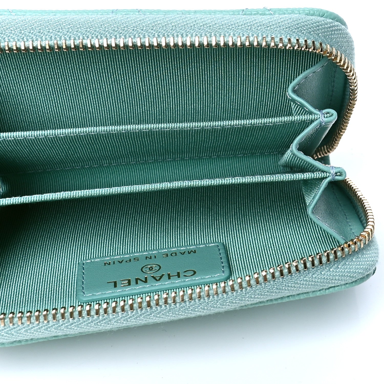 Chanel Caviar Quilted Zip Coin Purse Light Blue 3 of 4