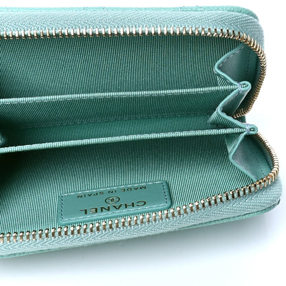 Chanel Caviar Quilted Zip Coin Purse Light Blue 4 of 4