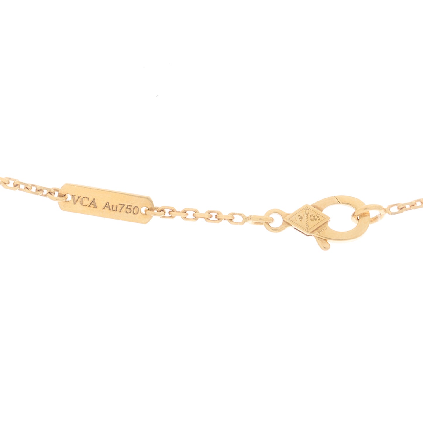 18K Yellow Gold Tiger Eye Vintage Alhambra Pendant Necklace