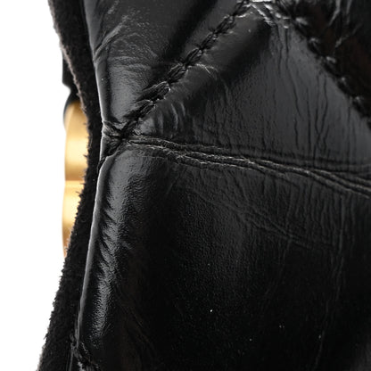 Chanel Shiny Calfskin Suede Goatskin Quilted Hobo Black 13 of 13