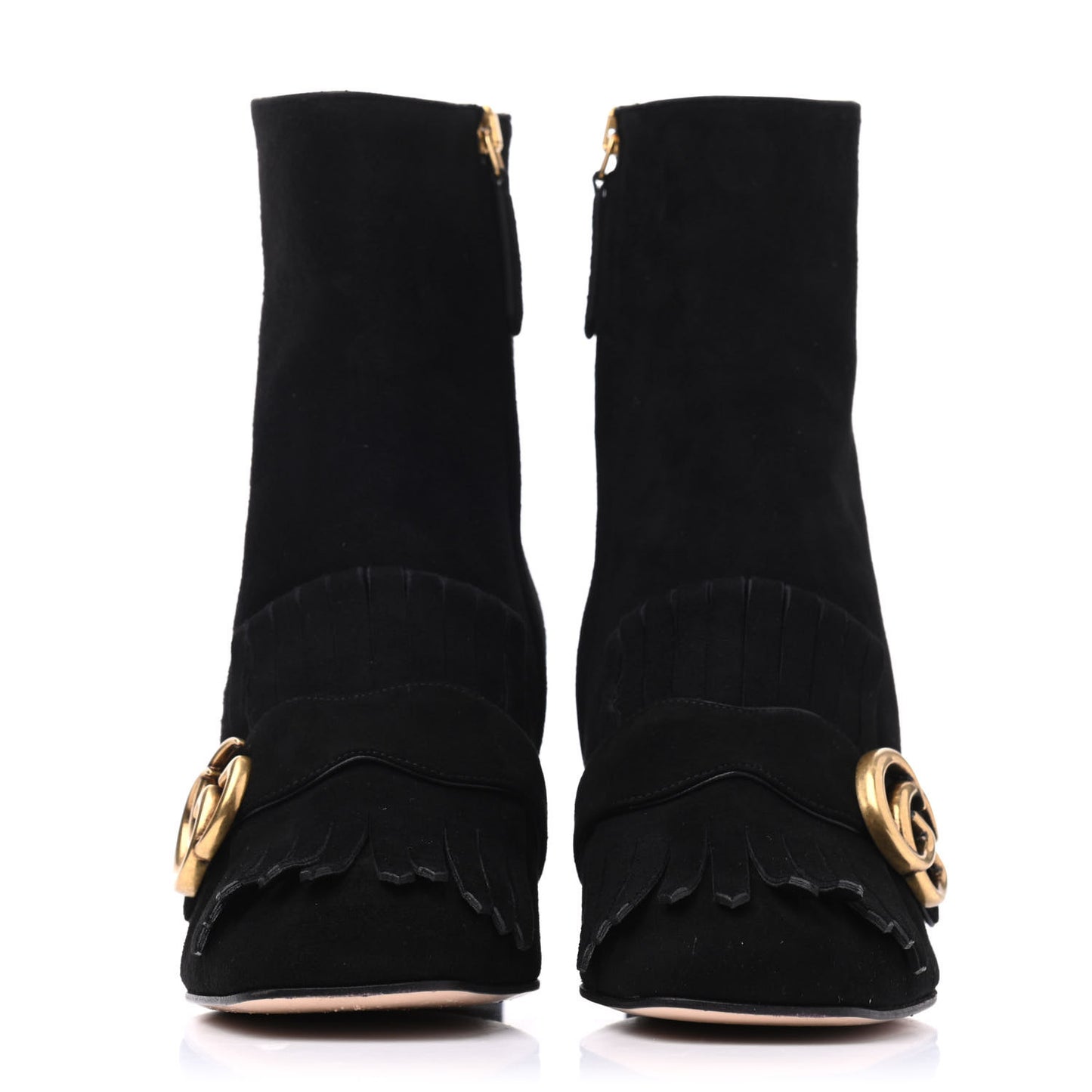 Kid Scamosciato GG Marmont Fringe 75mm Ankle Boots 37 Black