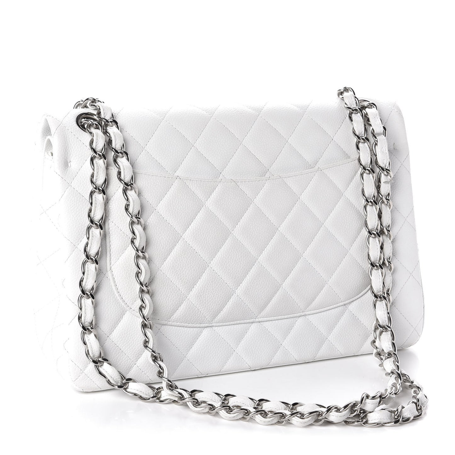 Caviar Quilted Jumbo Double Flap White