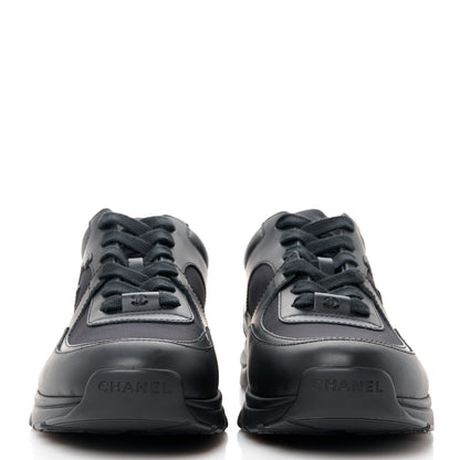 Chanel Lambskin Fabric CC Uniform Mens Sneakers 44 Black 2 of 9