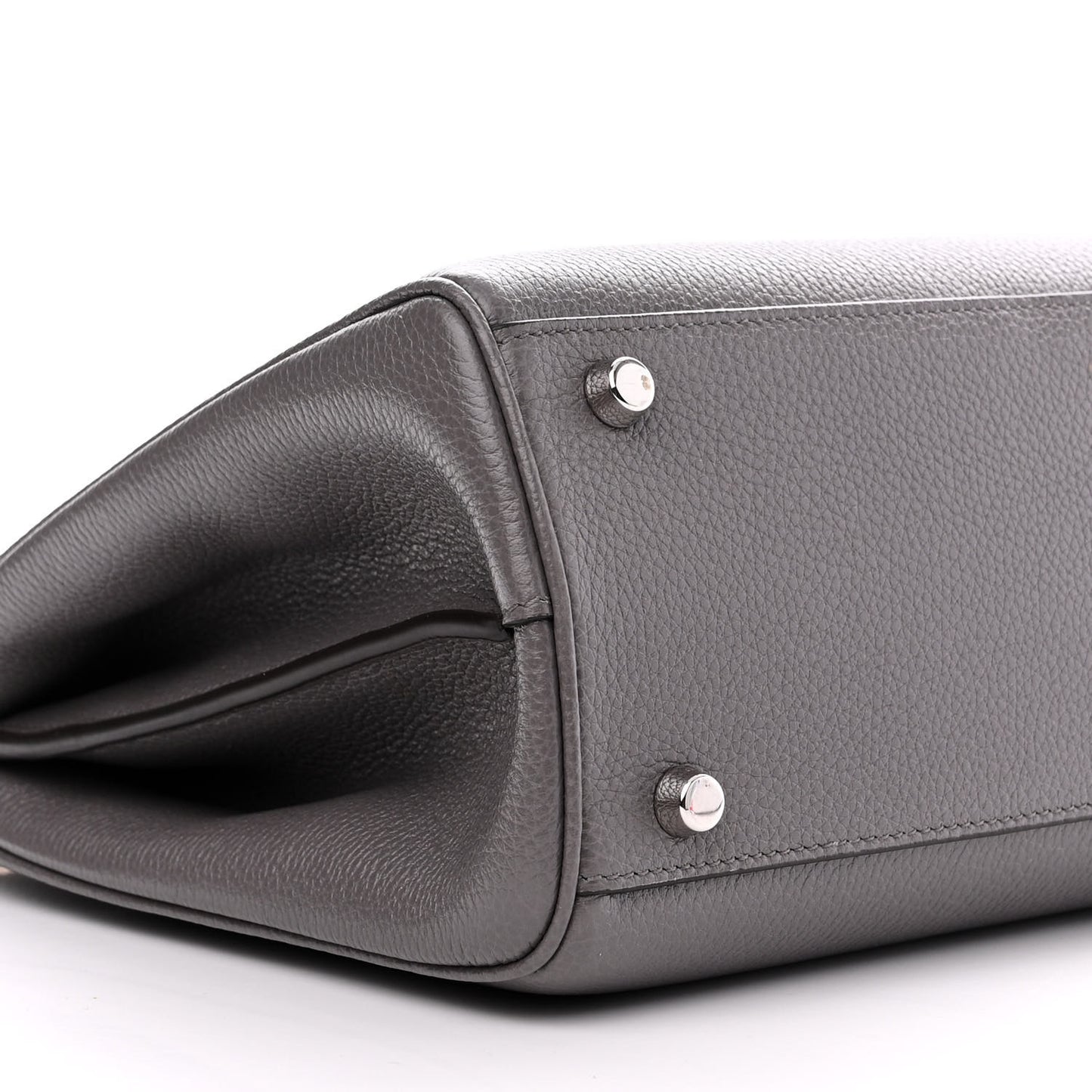 Grainy Calfskin Small Zumi Top Handle Bag Dusty Grey