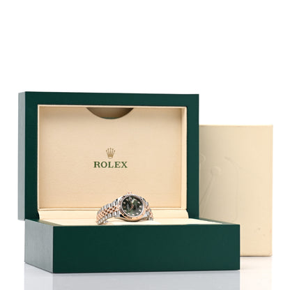 Rolex Stainless Steel 18K Everose Gold Diamond 28mm Oyster Perpetual Datejust Watch Green 279171 5 of 5