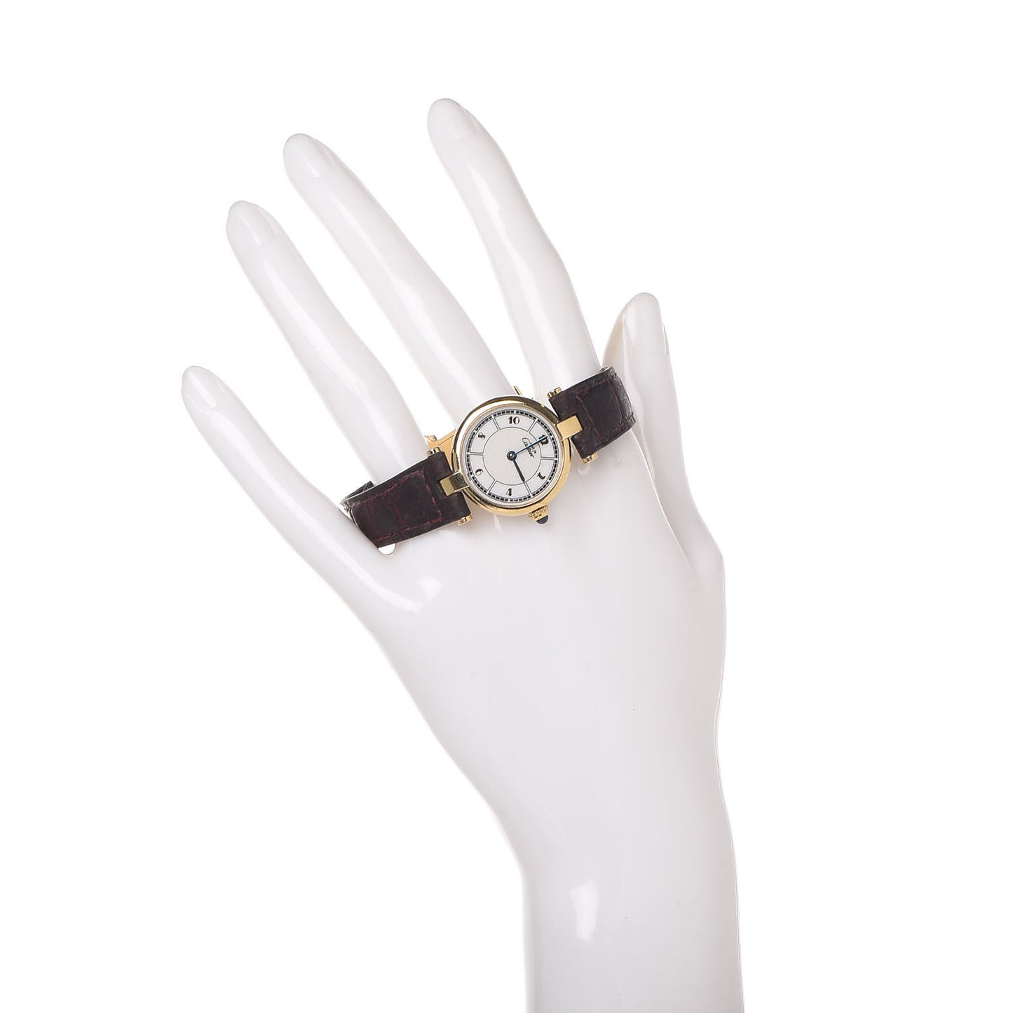 Sterling Silver Vermeil Calfskin 26mm Must De Cartier Quartz Watch Burgundy