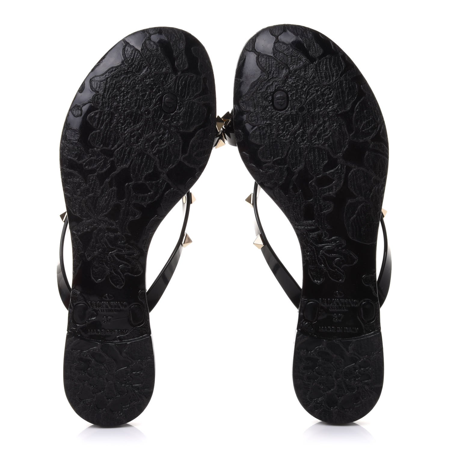 Valentino Garavani PVC Jelly Rockstud Bow Thong Sandals 37 Black 6 of 9
