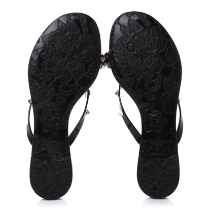 Valentino Garavani PVC Jelly Rockstud Bow Thong Sandals 37 Black 6 of 9