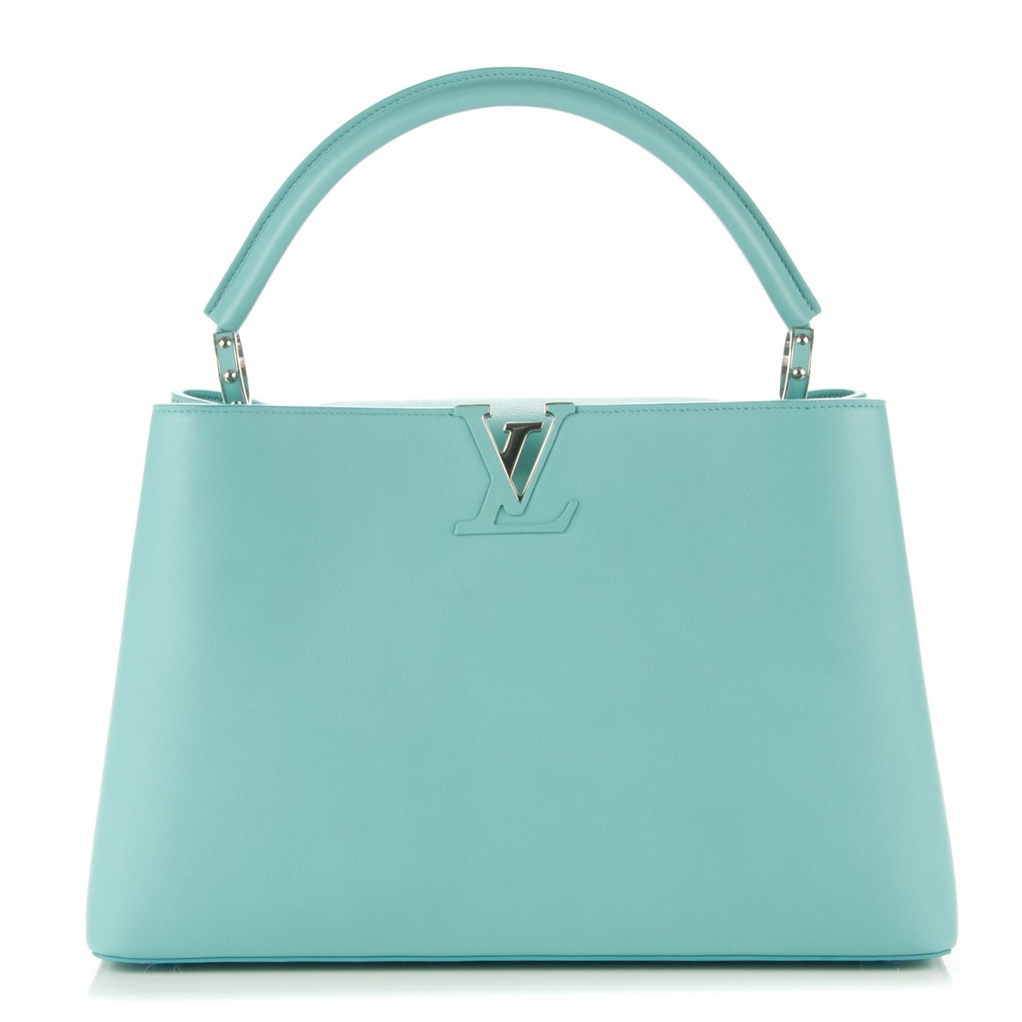 Veau Soie Haute Maroquinerie Capucines MM Azur