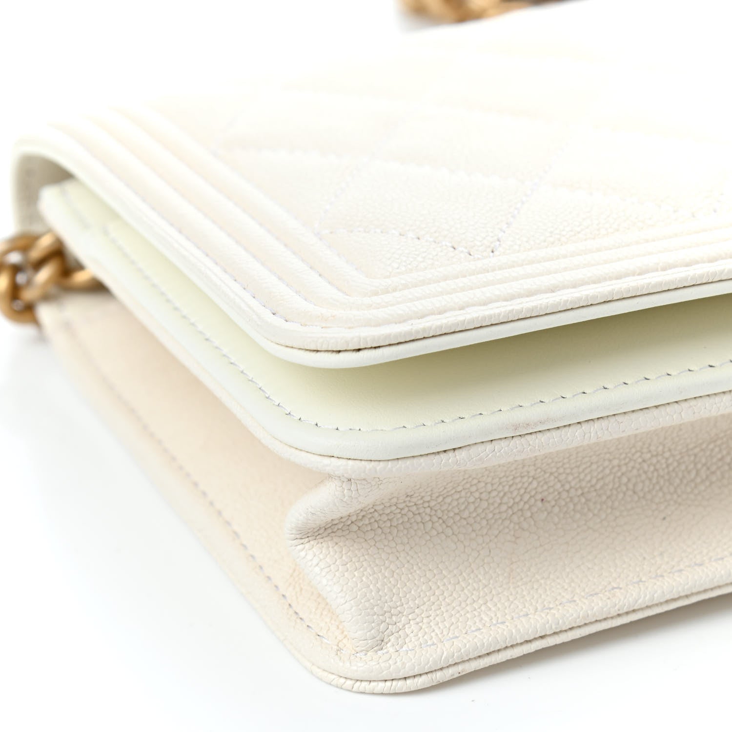 Chanel Caviar Quilted Boy Wallet On Chain WOC White 10 of 11