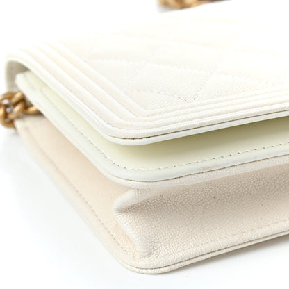 Chanel Caviar Quilted Boy Wallet On Chain WOC White 10 of 11