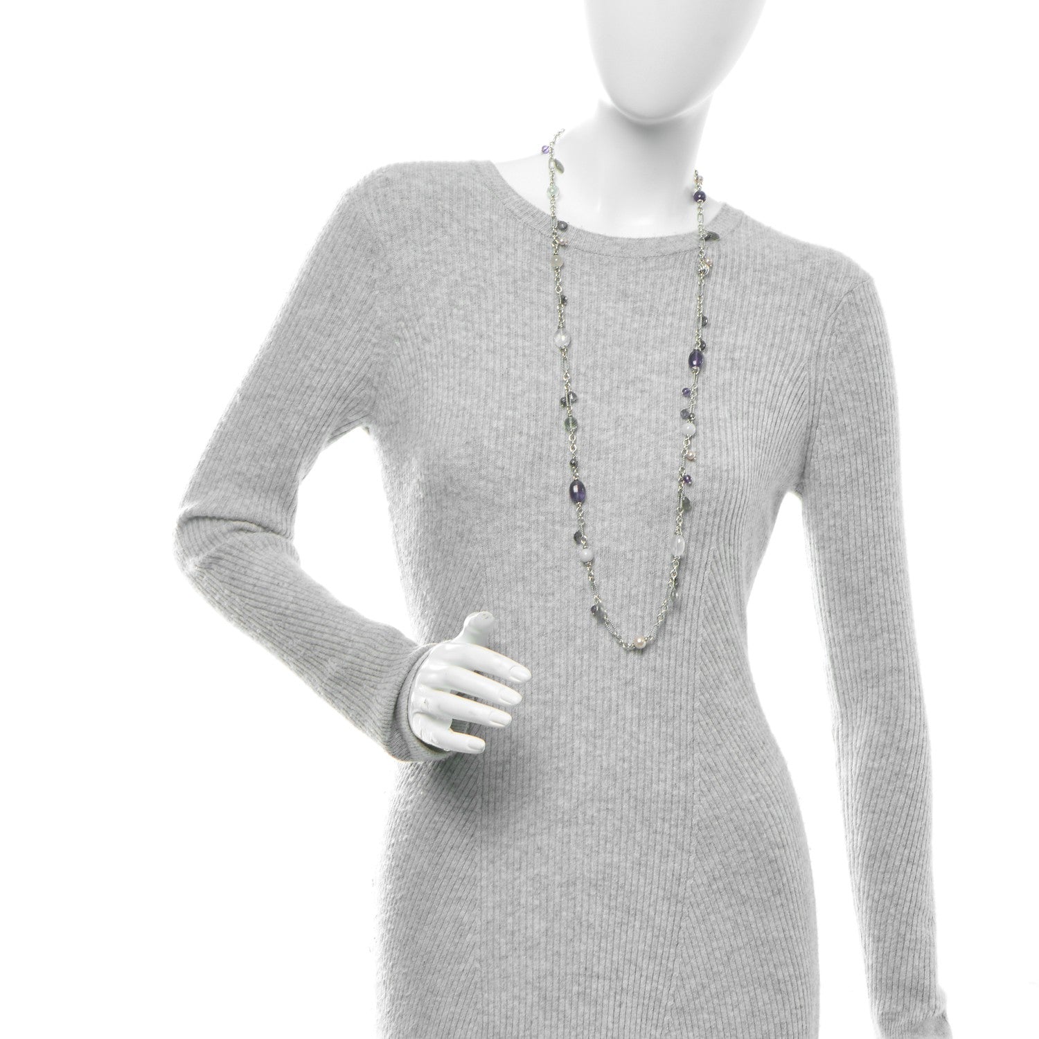 David Yurman Sterling Silver Pearl Amethyst Chalcedony 15mm Figaro Chain Necklace 2 of 5