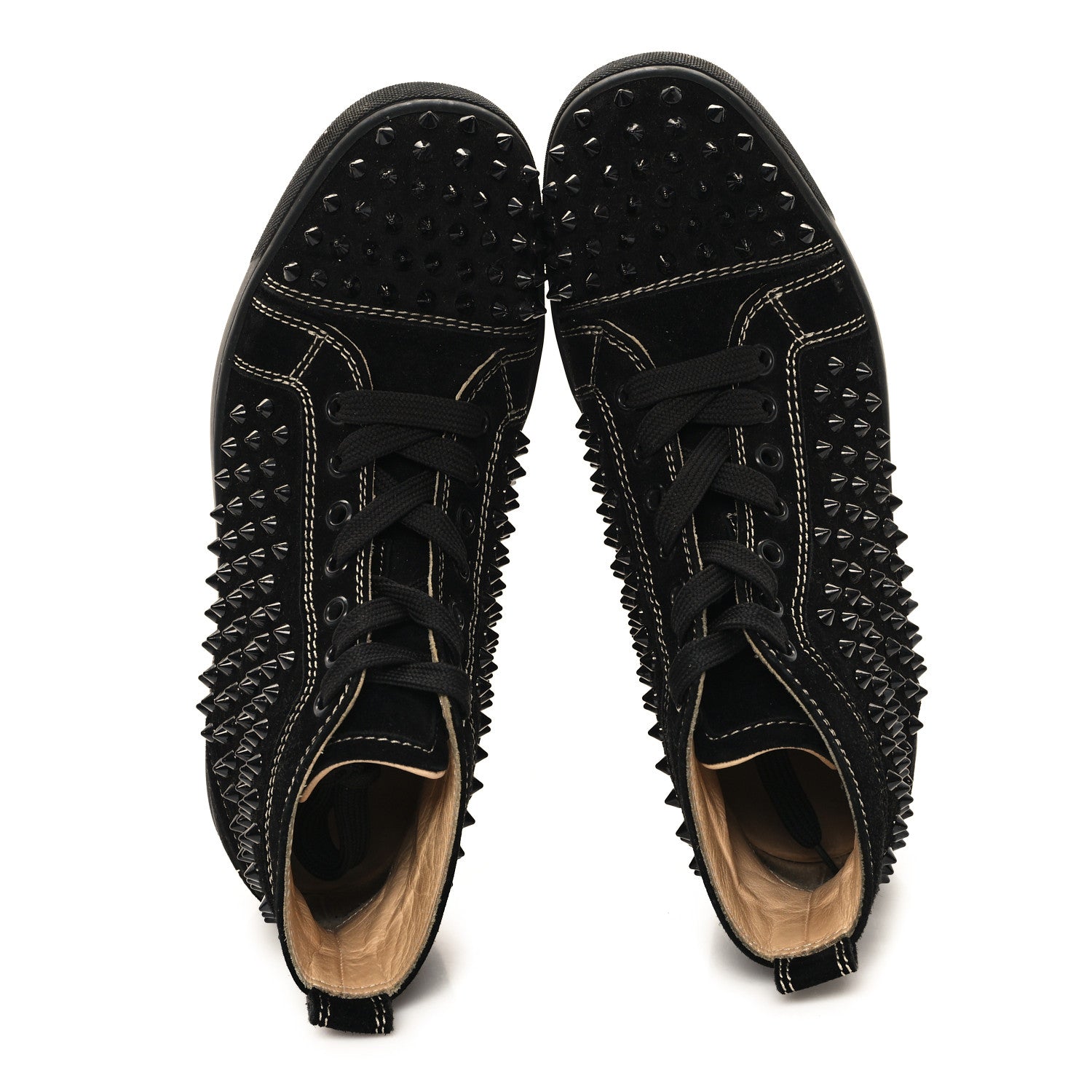 Christian Louboutin Veau Velours Womens Louis Spikes Flat Sneakers