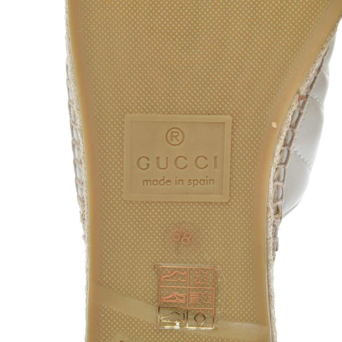 Nappa Matelasse GG Marmont Espadrille Slippers 38.5 Great White