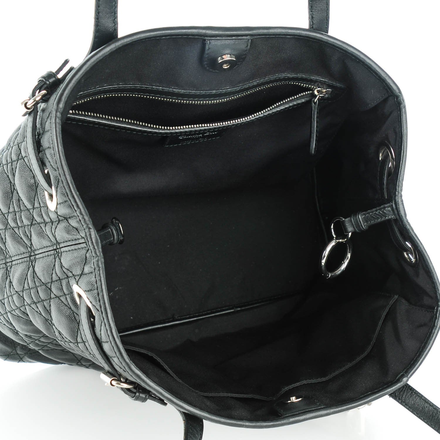 Christian Dior Coated Canvas Cannage Medium Panarea Tote Black 5 of 7