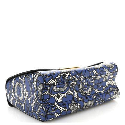 Louis Vuitton Calfskin Lace Flower Inlay Twist Shoulder Bag MM Navy Black 5 of 11