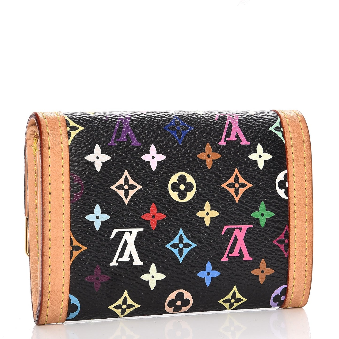 Monogram Multicolor Porte-Monnaie Plat Coin Purse Black