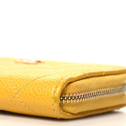 Chanel Caviar Quilted Zip Coin Purse Yellow 10 of 11